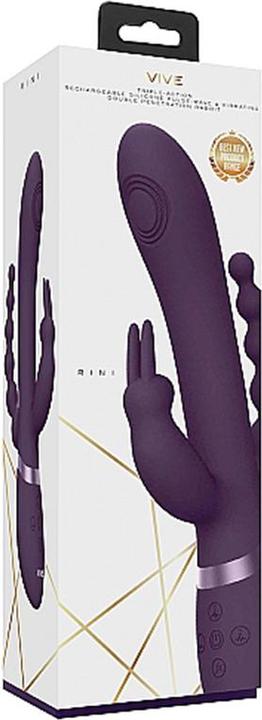 Actual product image Shots Rini - Pulse Wave & Vibrating Double Penetration Rabbit - Black