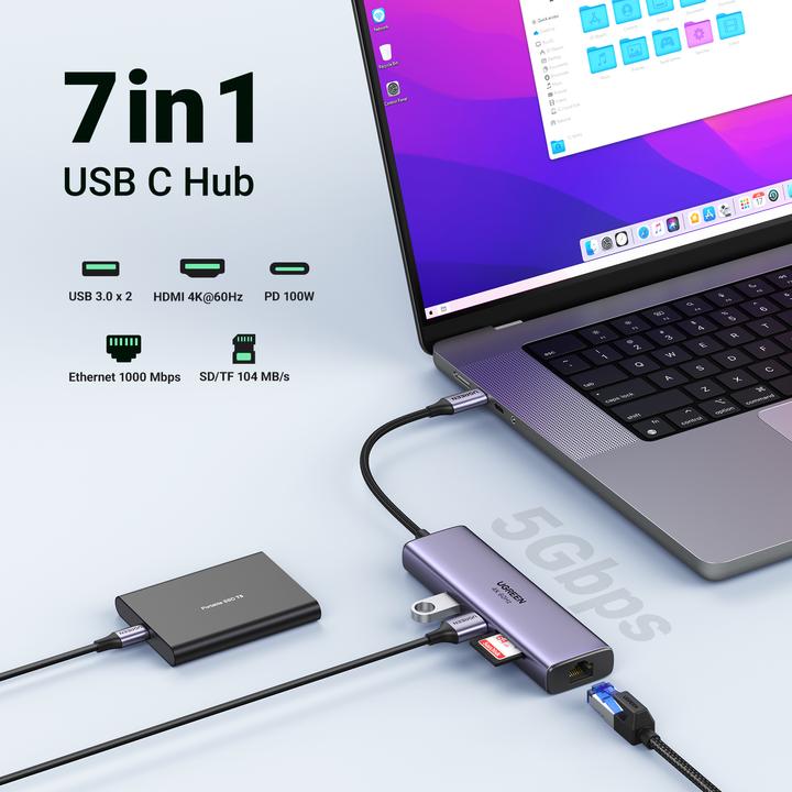 Image du produit Ugreen CM512 (USB-C, 7 Ports)