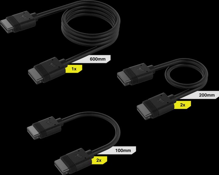 Image du produit Corsair Kit de câbles iCUE LINK avec connecteurs droits, noir
