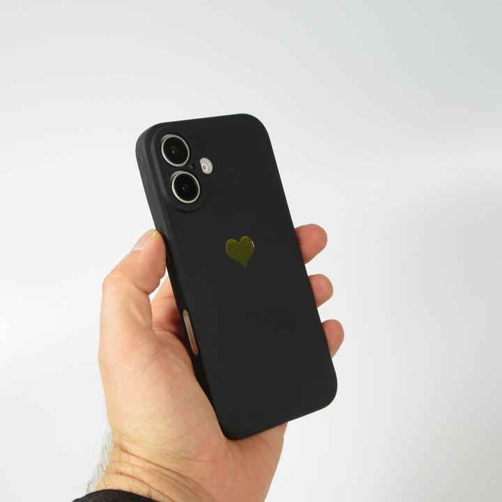 Actual product image PhoneLook Cover Silicone Mat Heart gold (Apple iPhone 16 Plus)