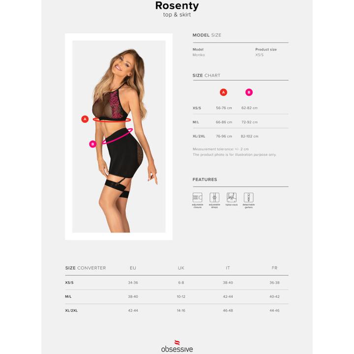 Actual product image Obsessive Rosenty Top & Rock Schwarz/Lila (M/L)