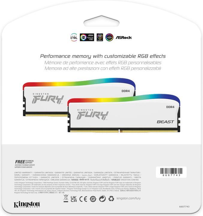 Produktbild Kingston FURY Beast RGB SE (1 x 8GB, 3600 MHz, DDR4-RAM, DIMM)