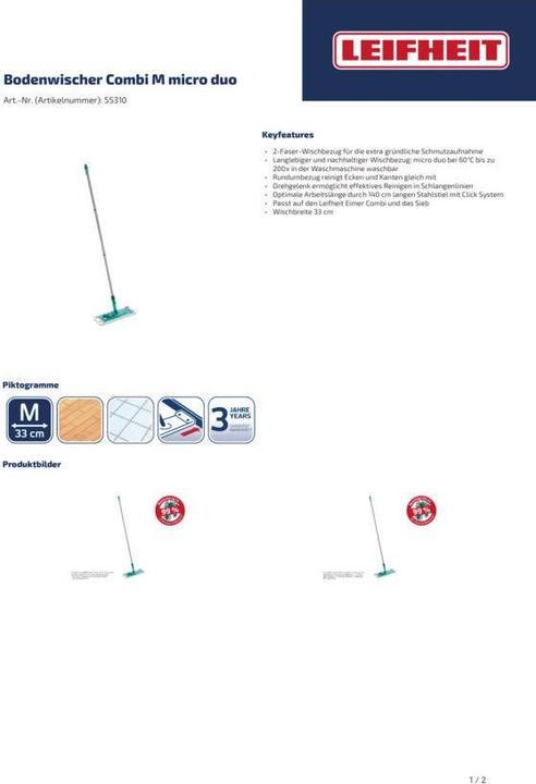 Produktbild Leifheit Combi M micro duo Bodenwischer (1 Stk.)