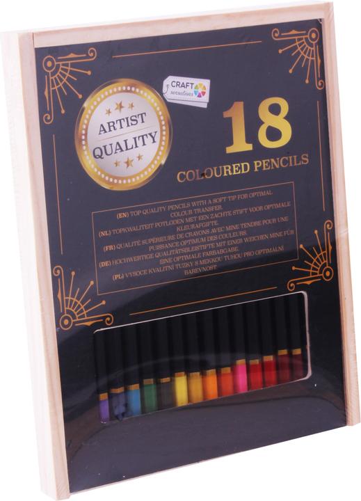 Actual product image Craft Colouring Pencils 18 pcs in Wooden Box - (K-CR0392/18/GE) (Multicoloured, 18 x)
