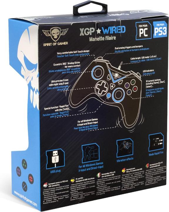 Image du produit Spirit Of Gamer SOG-WXGP Contrôleur de jeu, USB Gamepad analogique / numérique PC, Playstation 3 (PS3, PC)