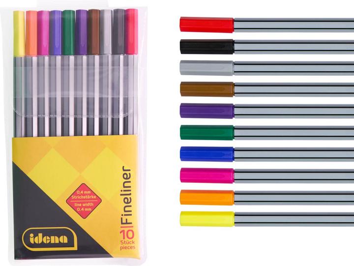 Produktbild Idena Fineliner 10 Stück 10 Farben (Mehrfarbig, 10 x)