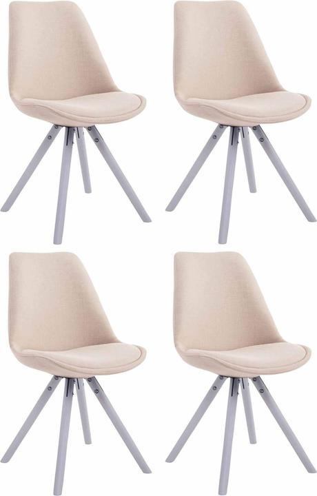 Produktbild Swisshandel24 4er Set Stühle Toulouse Stoff Rund weiss, creme