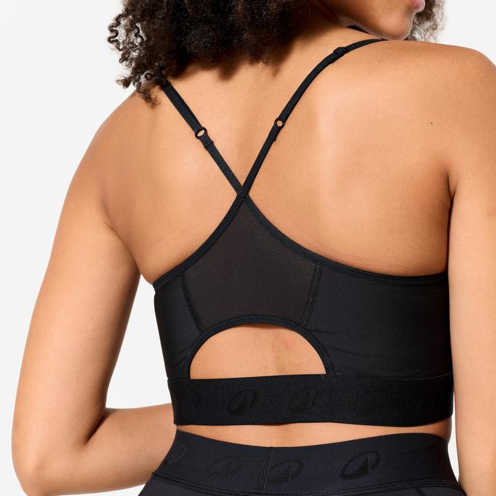 Image du produit Domyos Brassière bretelles fines croisées maintien léger Femme, Noir (M)