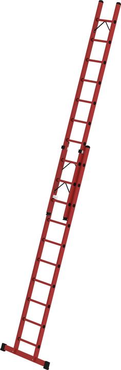 Munk Echelle coulissante à échelons en 2 parties GFK avec traverse standard 2x10 échelons (Échelle pour rayonnage, 529 cm)
