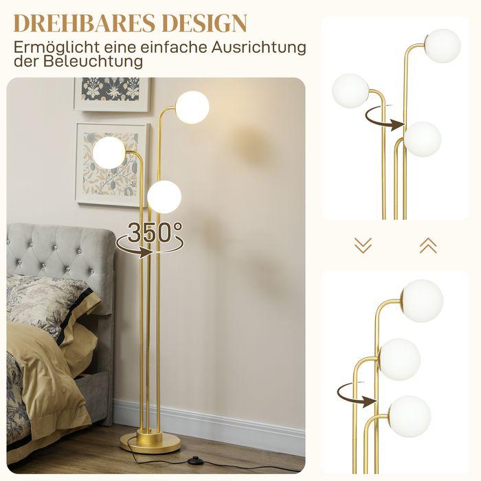 Actual product image Swisshandel24 Stehlampe mit 3 Lampenschirmen, 120W Leselampe, 1,65 m hoch Nachttischlampe (E27)