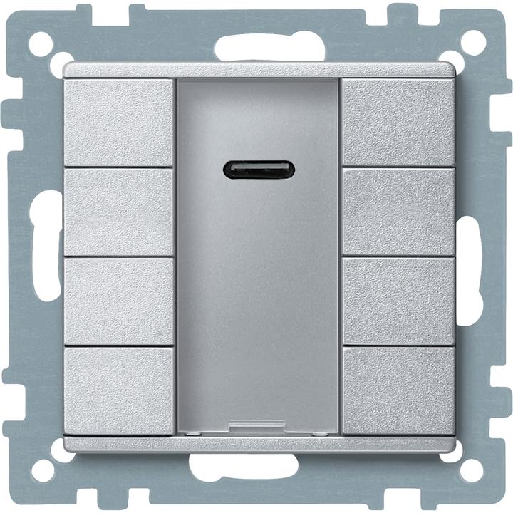 Produktbild Schneider Taster 4fach plus mit IR-Empfänger, aluminium, System M MTN627960