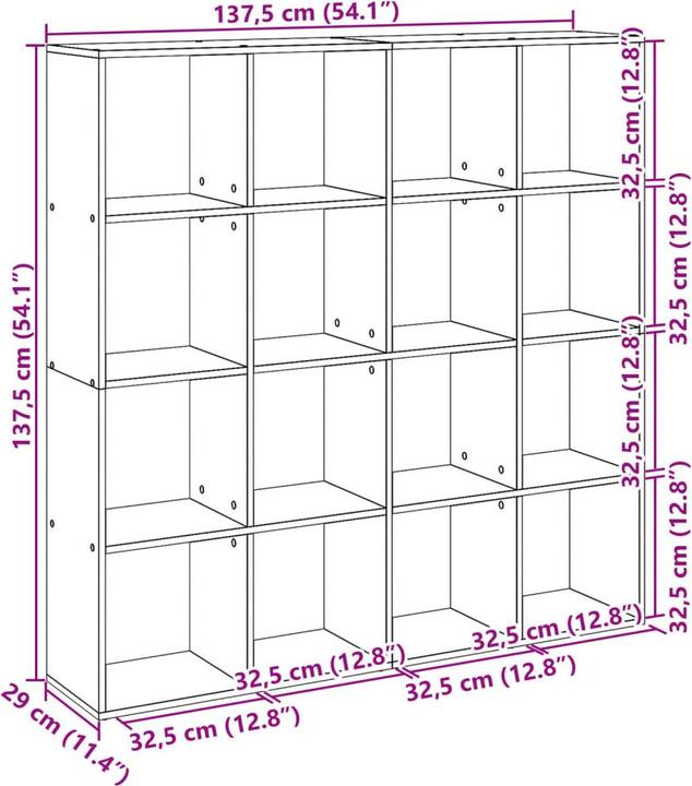Image du produit VidaXL Bücherregal (137.5 x 29 x 137.5 cm)