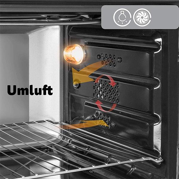 Image du produit Icqn XXL Vrijstaande Oven - 60L - Convectie Mini Oven - Hetelucht /u0026 Grillfunctie - Gemailleerde Holt