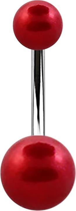 Immagine prodotto Star Piercing Banane silber mit zwei Perlenkugeln rot matt (senza ottone, Acciaio chirurgico 316L)