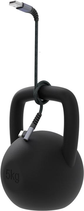 Produktbild Goobay USB-C-auf-USB-C-Textilkabel mit Metallsteckern spacegrau/silber, 90°, 1 m (1 m, USB 2.0)