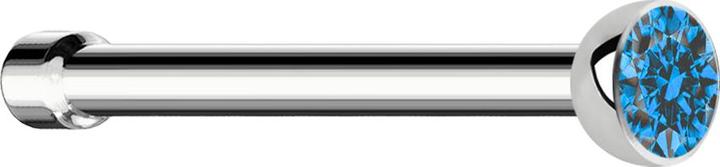 Star Piercing Nasenstecker gerade silber mit Kristall hellblau (Chirurgenstahl 316L, ohne Messing)