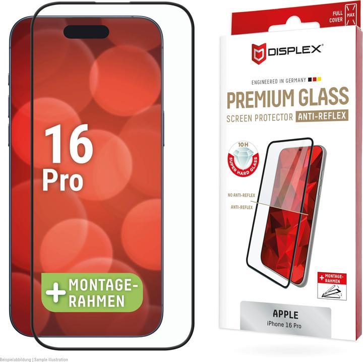 Actual product image Displex Premium Glass, Full Cover Anti-Reflex Panzerglas (1 Piece, Apple iPhone 16 Pro)