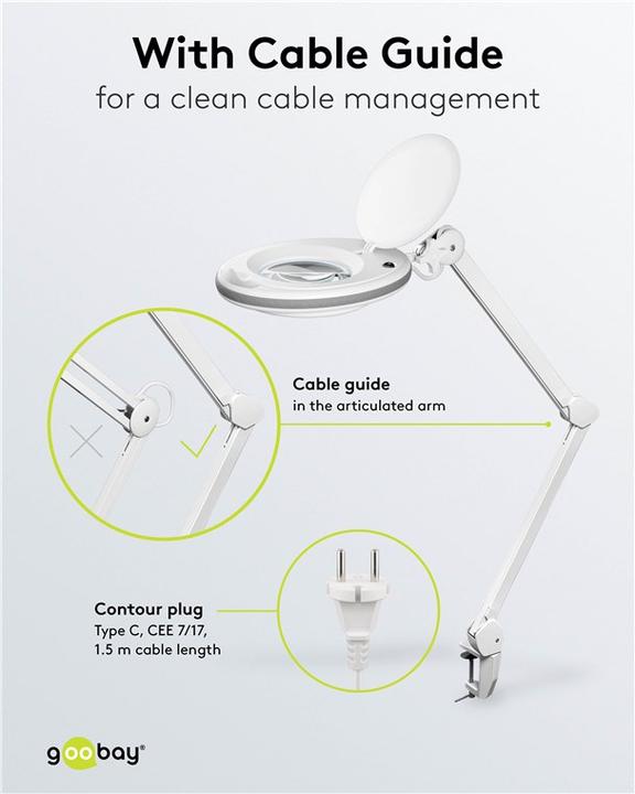 Image du produit Goobay Lampe loupe à pince à LED, 8 W (650 lm)