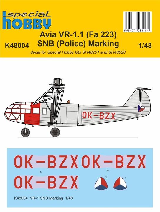 Actual product image Special Hobby VR-1 SNB Marking Decal 1/48