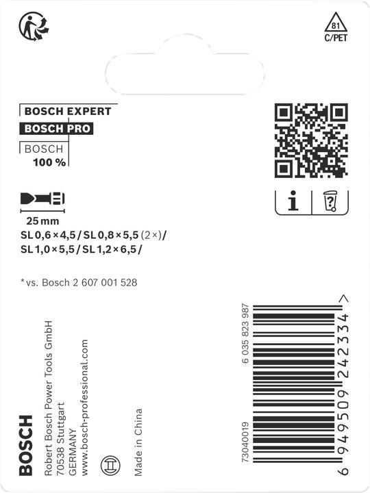 Nährwerte und Zutaten Bosch Professional Zubehör PRO Slotted Impact Bit (SL 6.5, SL4.5, SL 5.5)