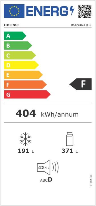 Energie-Label Hisense RS694N4TC2 (562 l)