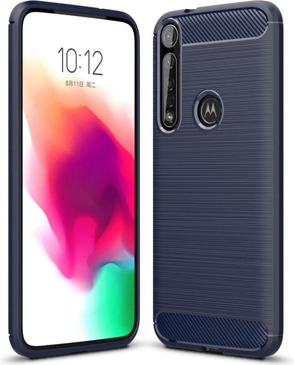 Actual product image König Design Case Mobile Protection for Motorola G8 Plus Case Cover Bumper Carbon Optics TPU Blue (Motorola Moto G8 Plus)