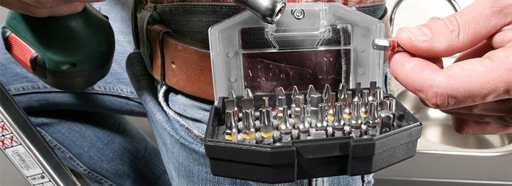 Immagine prodotto kwb Bit Box 32 -Piece con clip da cintura (400, 1/4", Gambo da 6/32, 1/2", 3/4", 3/8", 1/8, 5/16")