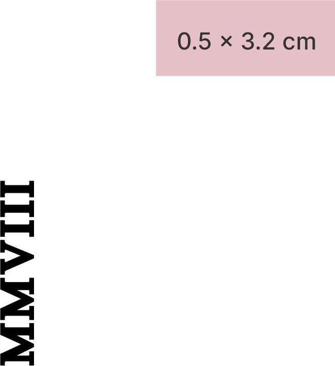 Actual product image minink Temporary tattoo - Roman numeral MMVIII (2008)
