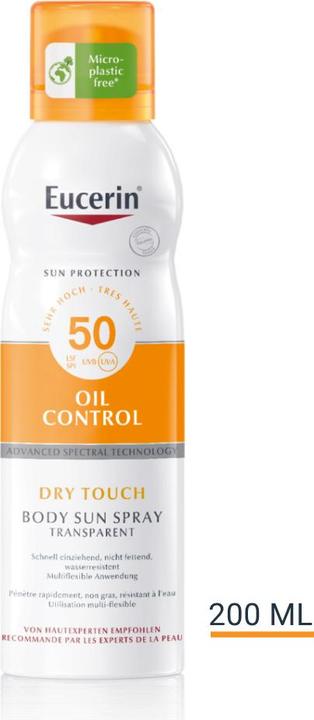 Produktbild Eucerin SUN Body Spray Oil Control Dry Touch LSF 50 (Sonnenspray, SPF 50, 200 ml, 190 g)