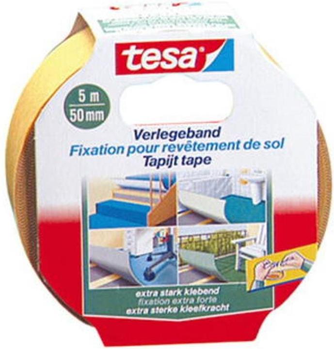 Produktbild tesa Verlegeband EXTRA STRONG, doppelseitiges Klebeband zum Verlegen von Teppich und PVC-Belag (50 mm)