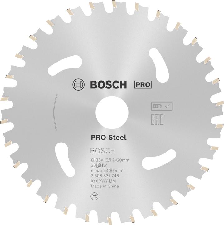 Bosch Professional Zubehör PRO Steel cordless circular saw blade, 136 x 1.6 x 20 mm