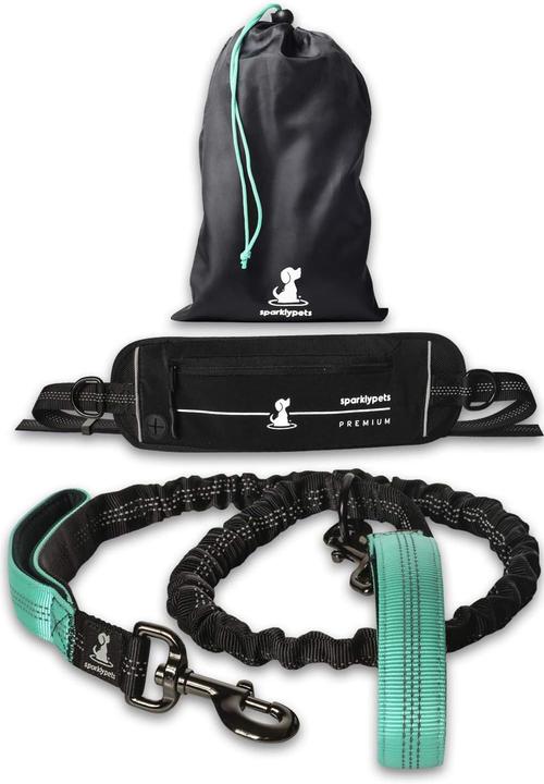 Produktbild SparklyPets 2 in 1 Joggingleine für Hunde mit Doppelgriff, Stossdämpfer und Bauchgurt (Hund, Jogging)