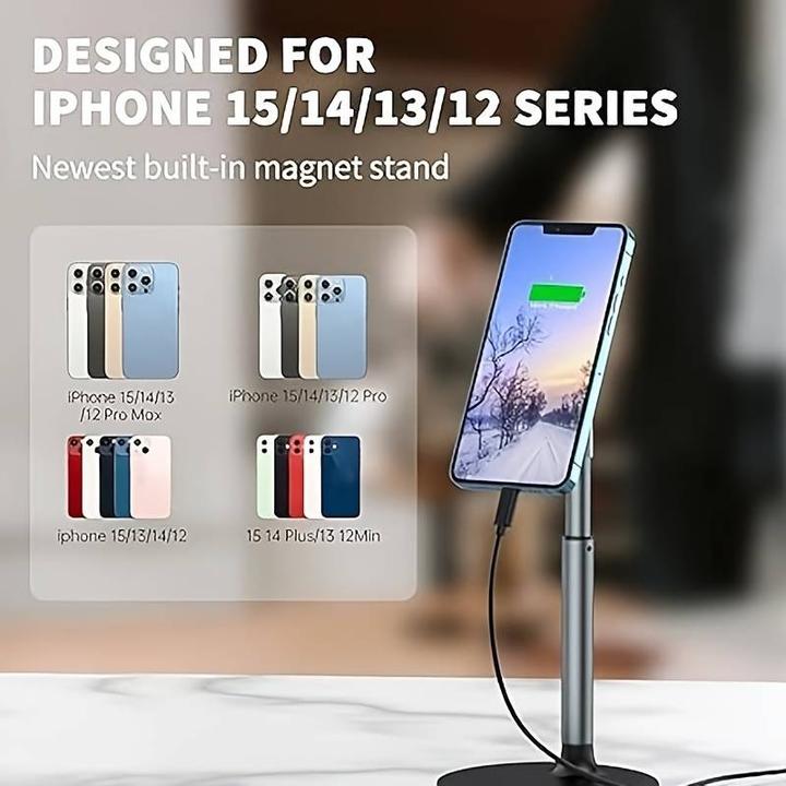 Image du produit PhoneLook Support magnétique rotatif et réglable en hauteur pour iPhone compatible avec MagSafe