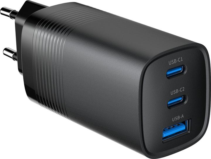 Gembird Power Delivery Charger 1xA 2xC GaN Black (65 W)