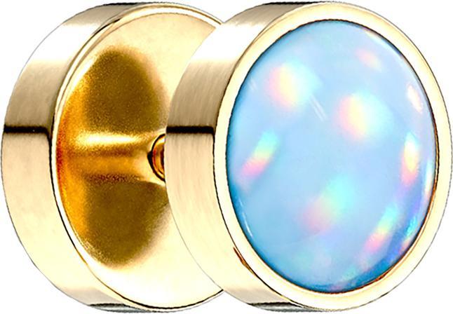 Immagine prodotto Star Piercing Fake Plug vergoldet mit Opalite blau (senza ottone, Acciaio chirurgico 316L)
