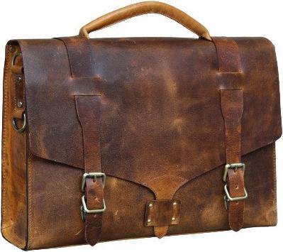 Produktbild Only-Bags.Store Handgemachte echte Top Grain Leder Aktentasche, Laptop-Tasche, Messenger, Business Travel Vintage (15")