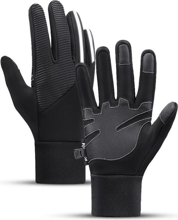 Hurtel Isolierte, rutschfeste Sport-Handyhandschuhe (Grösse XL) – schwarz (XL)
