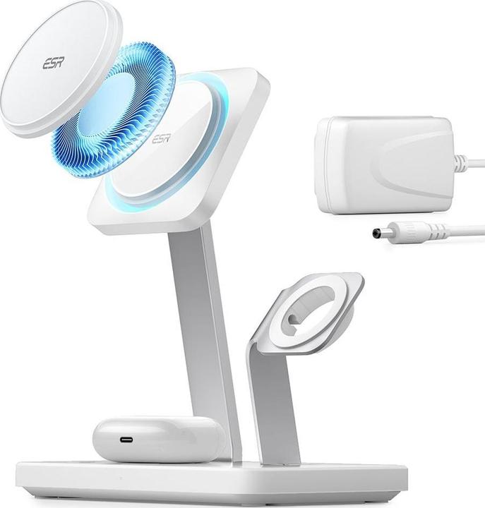 Produktbild ESR Kabelloses Ladegerät mit CryoBoost, 3in1 Magsafe, Weiss (15 W)