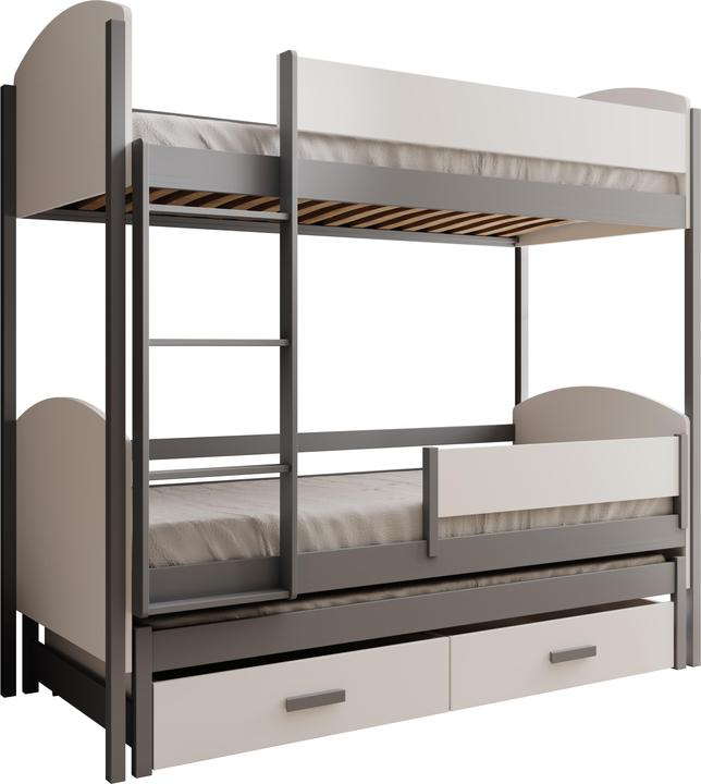 ADRK Furniture Dreipersonen-Kinderbett Leia 200x90 mit Matratze (200 x 90 cm)