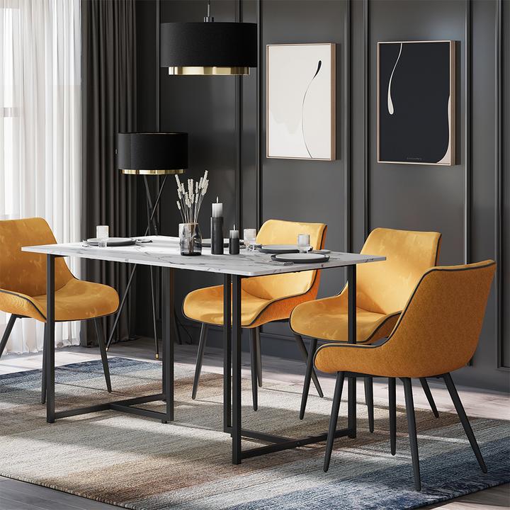 Actual product image Vichy Dining table Merido, Black/marble-white, 140 x 80 cm (140 x 75 x 80 cm)