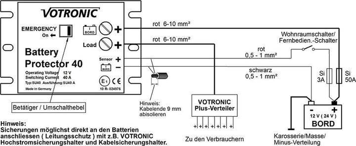 Image du produit Votronic 3075 Battery Protector 40A 12V Contrôleur de batterie Protection contre les surtensions