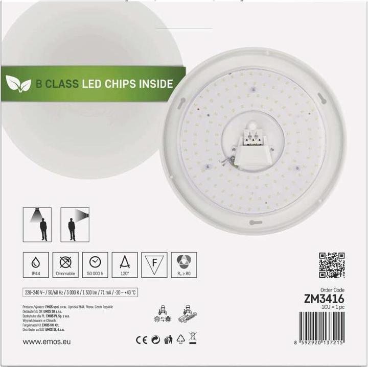 Produktbild Emos LED-Deckenleuchte TIVI, A CLASS, rund weiss 8,6W, IP44, Warmweiss (1300 lm)