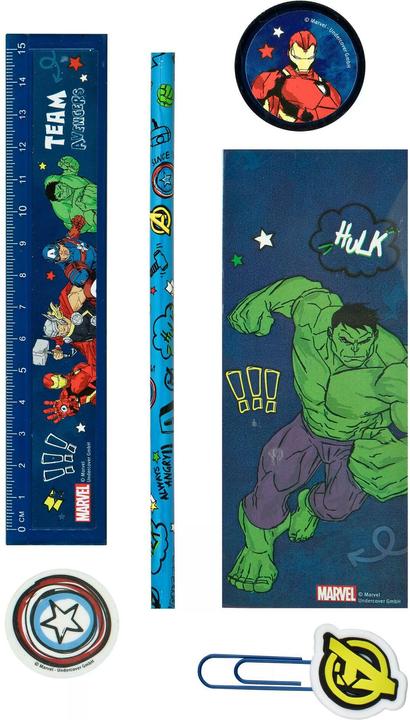 Actual product image Undercover Pen holder filled with 7 Avengers pens