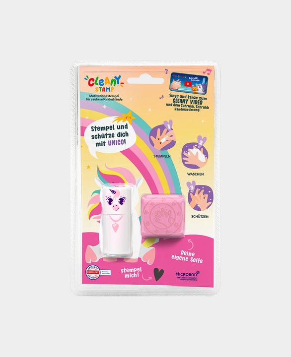 Produktbild Colop Motivstempel + Handseife Cleany UNICO Löwe, Weiss