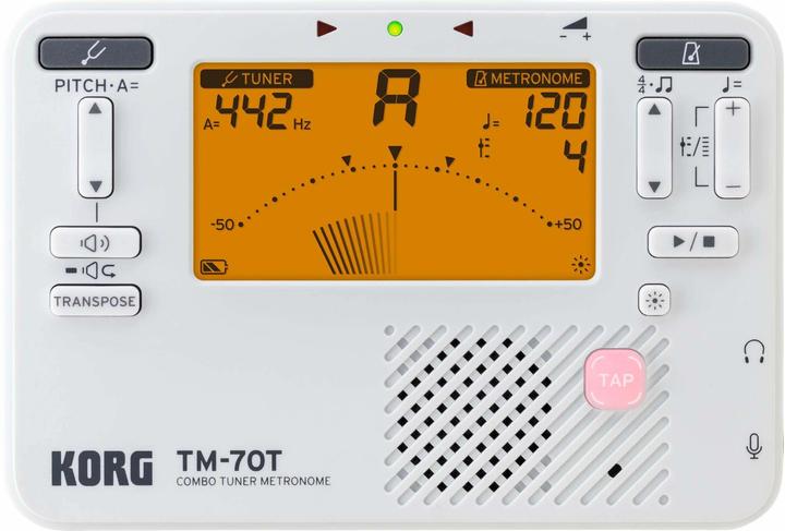 Image du produit Korg Accordeur TM-70 Blanc, Caractéristiques : Fonctionne sur piles