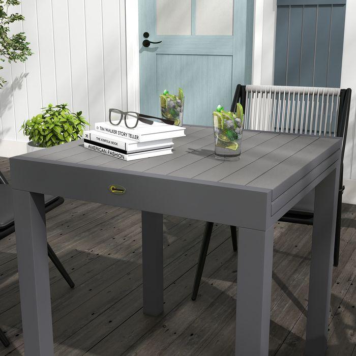 Produktbild Swisshandel24 Gartentisch Esstisch für 6 Personen Erweiterbar bis 70 belastbar Aluminium Grau 81/162x80x75cm (81 cm)