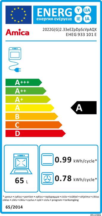 Energie-Label Amica Herdset mit Gaskochfeld mit 4 Brennern (weiss emailliert, OptiGas-Dsen) EHEG 933 101 E Nutzv