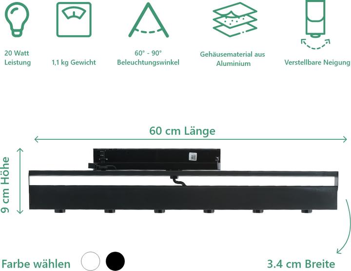 Produktbild Parus by Venso Grow Light Track Lights 60cm schwarz, Abstrahlwinkel 90° (LED, 245 V)