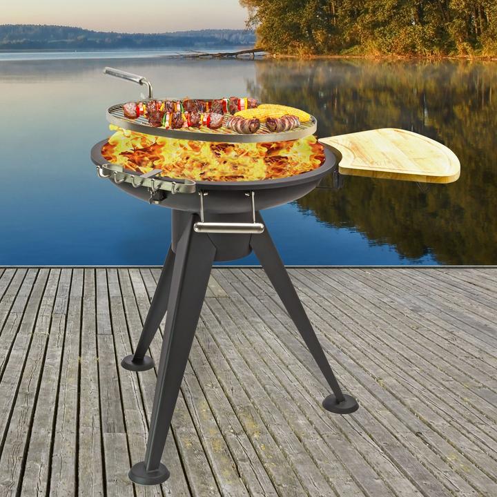 Image du produit Dema Barbecue au charbon de bois Barbecue rond Grille tournante en acier inoxydable (75 cm)