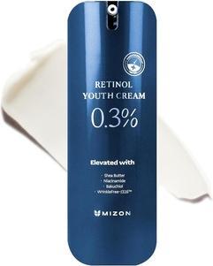 Mizon Retinol Youth 0,3% Retinol Creme mit Faltenpflege Shea Butter Peptide Niacinamide Bakuchiol (Tagescreme)